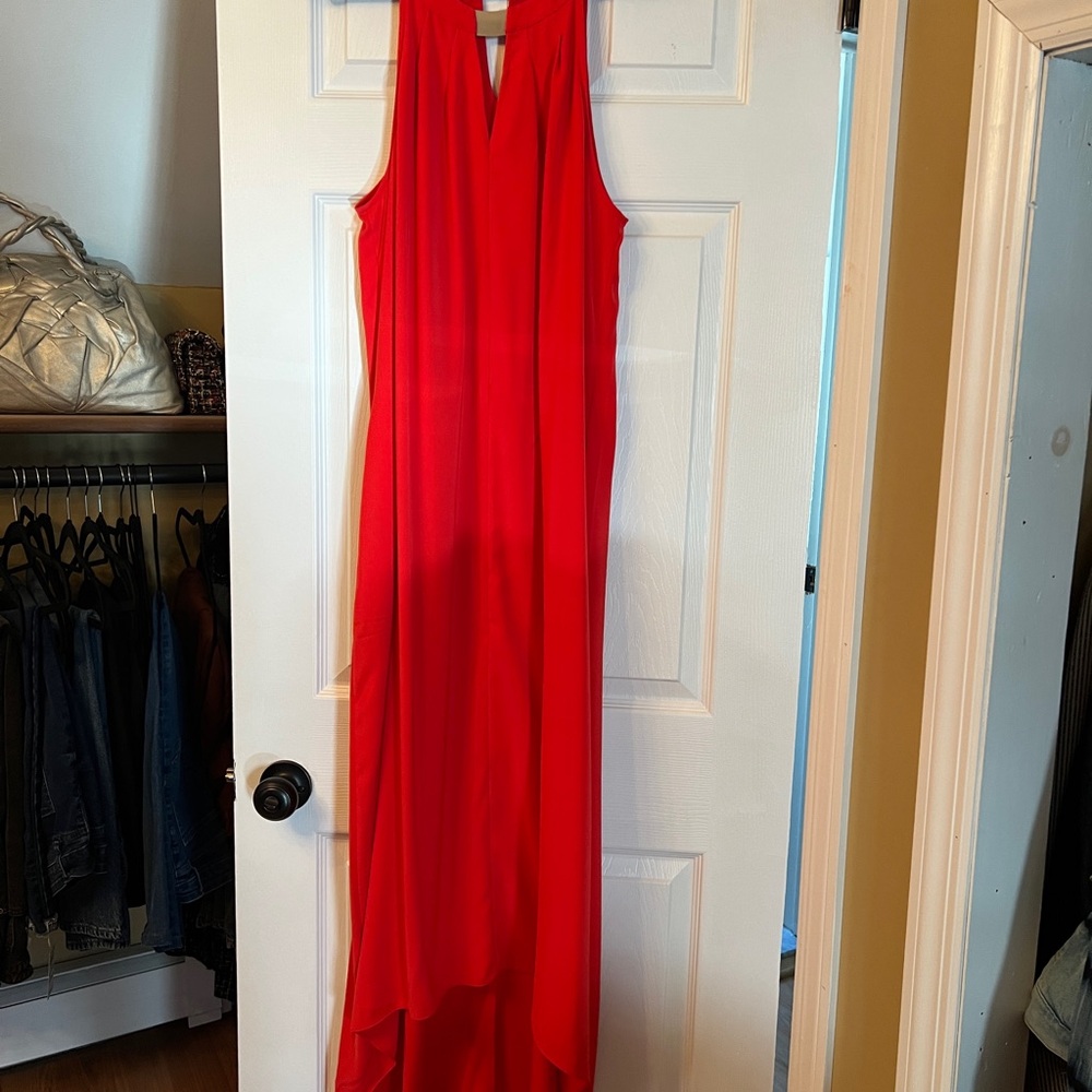 DKYNC - Elegant Red high low halter Dress
